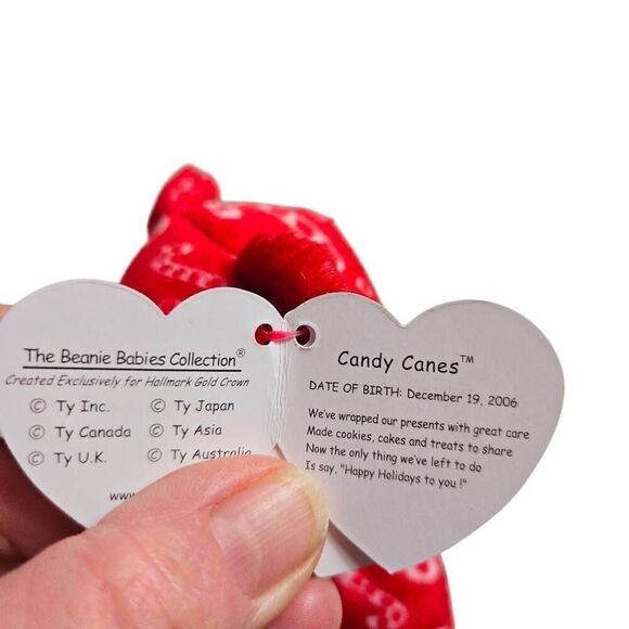 Ty Beanie Baby Candy Canes Red Bear Christmas 2007 with tags - Picture 6 of 8